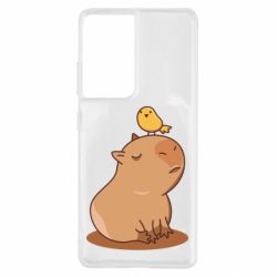 Чехол для Samsung S21 Ultra Капибара с птичкой - PrintSalon