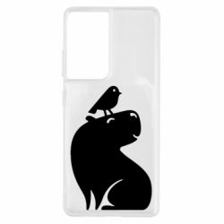 Чохол для Samsung S21 Ultra Копібара та Пташка - PrintSalon