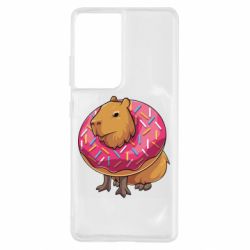Чехол для Samsung S21 Ultra Пончик с капибарой - PrintSalon