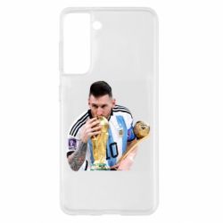 Чехол для Samsung S21 Месси целует кубок - PrintSalon