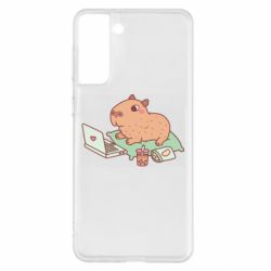 Чехол для Samsung S21+ Capybara With Laptop - PrintSalon
