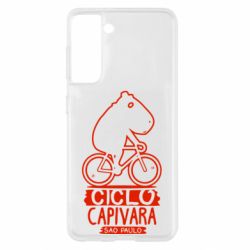 Чехол для Samsung S21 Капибара на велосипеде - PrintSalon