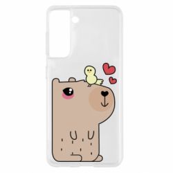 Чехол для Samsung S21 Капибара с цыпленком - PrintSalon