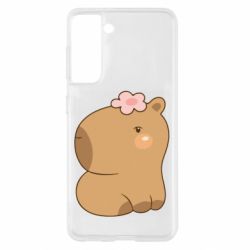 Чохол для Samsung S21 Капібара з квіткою - PrintSalon