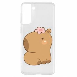 Чохол для Samsung S21+ Капібара з квіткою - PrintSalon