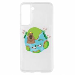 Чехол для Samsung S21 Капибара в воде - PrintSalon