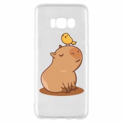 Чехол для Samsung S8 Капибара с птичкой - PrintSalon