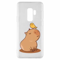Чехол для Samsung S9+ Капибара с птичкой