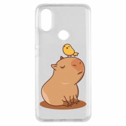 Чехол для Xiaomi Mi A2 Капибара с птичкой