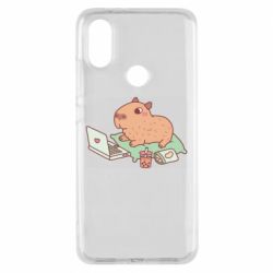 Чехол для Xiaomi Mi A2 Capybara With Laptop - PrintSalon