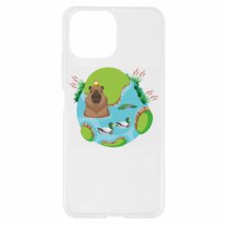 Чехол для Xiaomi Mi11 Lite Капибара в воде - PrintSalon