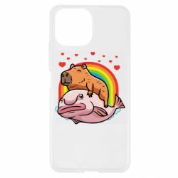 Чехол для Xiaomi Mi11 Lite Капибара на рыбе - PrintSalon