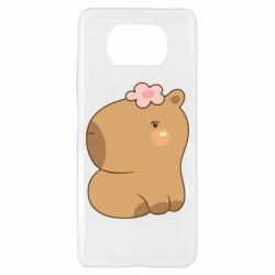 Чохол для Xiaomi Poco X3 Капібара з квіткою - PrintSalon