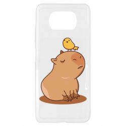 Чехол для Xiaomi Poco X3 Капибара с птичкой - PrintSalon