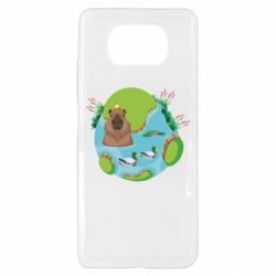 Чехол для Xiaomi Poco X3 Капибара в воде - PrintSalon