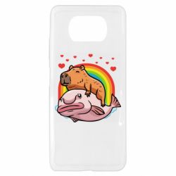 Чехол для Xiaomi Poco X3 Капибара на рыбе - PrintSalon