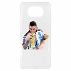 Чехол для Xiaomi Poco X3 Месси целует кубок - PrintSalon