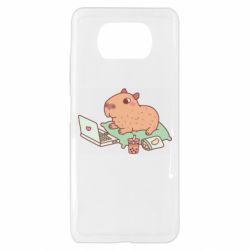 Чехол для Xiaomi Poco X3 Capybara With Laptop - PrintSalon