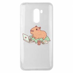 Чехол для Xiaomi Pocophone F1 Capybara With Laptop - PrintSalon
