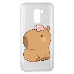 Чохол для Xiaomi Pocophone F1 Капібара з квіткою - PrintSalon