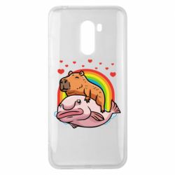 Чехол для Xiaomi Pocophone F1 Капибара на рыбе - PrintSalon