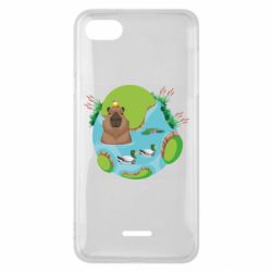 Чехол для Xiaomi Redmi 6A Капибара в воде - PrintSalon