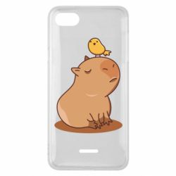 Чехол для Xiaomi Redmi 6A Капибара с птичкой