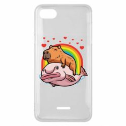 Чехол для Xiaomi Redmi 6A Капибара на рыбе - PrintSalon