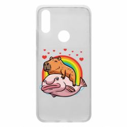 Чехол для Xiaomi Redmi 7 Капибара на рыбе - PrintSalon