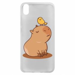 Чехол для Xiaomi Redmi 7A Капибара с птичкой - PrintSalon