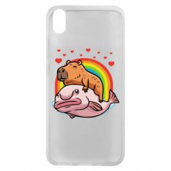 Чехол для Xiaomi Redmi 7A Капибара на рыбе - PrintSalon