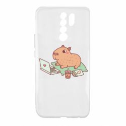 Чехол для Xiaomi Redmi 9 Capybara With Laptop - PrintSalon