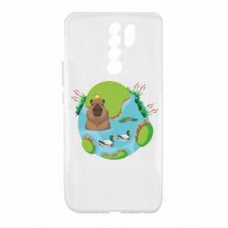 Чехол для Xiaomi Redmi 9 Капибара в воде - PrintSalon