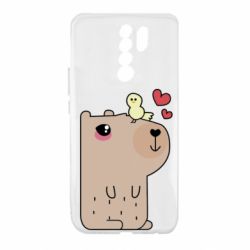 Чехол для Xiaomi Redmi 9 Капибара с цыпленком - PrintSalon