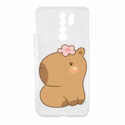 Чохол для Xiaomi Redmi 9 Капібара з квіткою - PrintSalon