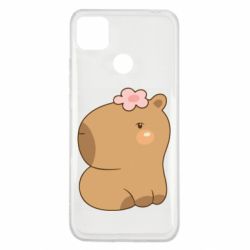 Чехол для Xiaomi Redmi 9c Капибара с цветком