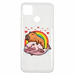 Чехол для Xiaomi Redmi 9c Капибара на рыбе - PrintSalon
