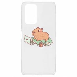 Чехол для Xiaomi Redmi Note 10 Pro Capybara With Laptop - PrintSalon