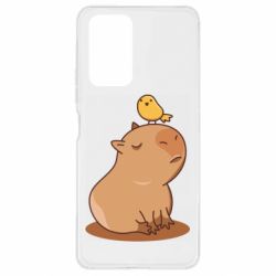 Чехол для Xiaomi Redmi Note 10 Pro Капибара с птичкой - PrintSalon