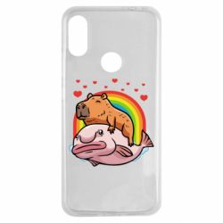 Чехол для Xiaomi Redmi Note 7 Капибара на рыбе - PrintSalon