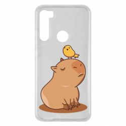 Чехол для Xiaomi Redmi Note 8 Капибара с птичкой - PrintSalon