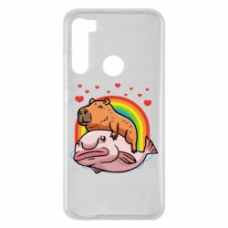 Чехол для Xiaomi Redmi Note 8 Капибара на рыбе - PrintSalon