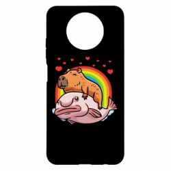 Чехол для Xiaomi Redmi Note 9 5G/Redmi Note 9T Капибара на рыбе - PrintSalon