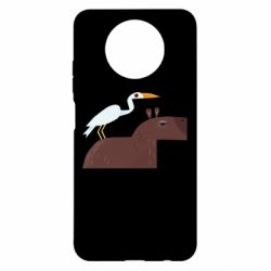 Чехол для Xiaomi Redmi Note 9 5G/Redmi Note 9T Капибара с цаплей - PrintSalon