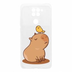Чехол для Xiaomi Redmi Note 9/Redmi 10X Капибара с птичкой - PrintSalon