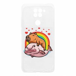 Чехол для Xiaomi Redmi Note 9/Redmi 10X Капибара на рыбе - PrintSalon