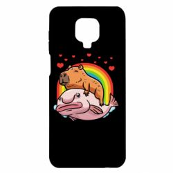 Чехол для Xiaomi Redmi Note 9S/9Pro/9Pro Max Капибара на рыбе - PrintSalon