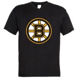 Мужская футболка  с V-образным вырезом Boston Bruins logo - PrintSalon