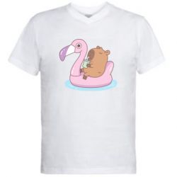 Мужская футболка  с V-образным вырезом Capybara Chilling - PrintSalon
