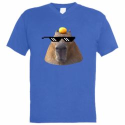 Мужская футболка  с V-образным вырезом Capybara cool - PrintSalon